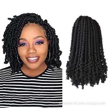 8inches Bomb Spring Twist Crochet Braiding Hair Fluffy Short Pre-twisted Passion Twist Braids Synthetic Hair Extensions